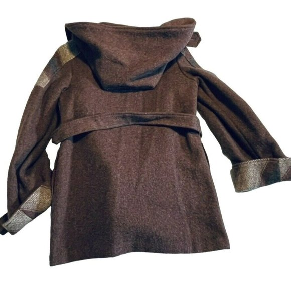 Vintage Casa de Lana 100% Virgin Wool Hooded Belted Retro Coat Women’s Size 9/10 - Picture 14 of 14